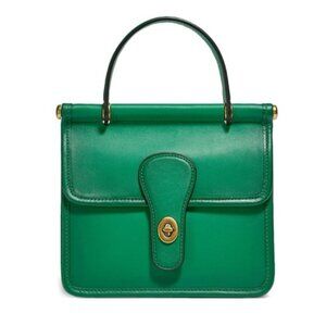 FLAWS COACH WILLIS TOP HANDLE 18 GREEN LEATHER CROSSBODY BAG